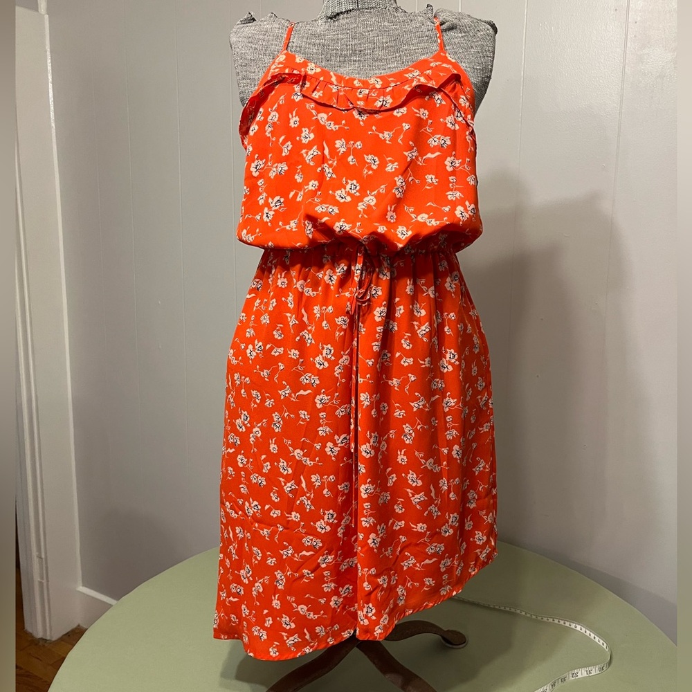 Eclair Floral Orange Sundress Medium Tank Strappy Dress